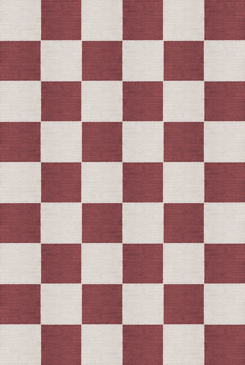 Layered Chess Flatweave Burgundy - Image 5