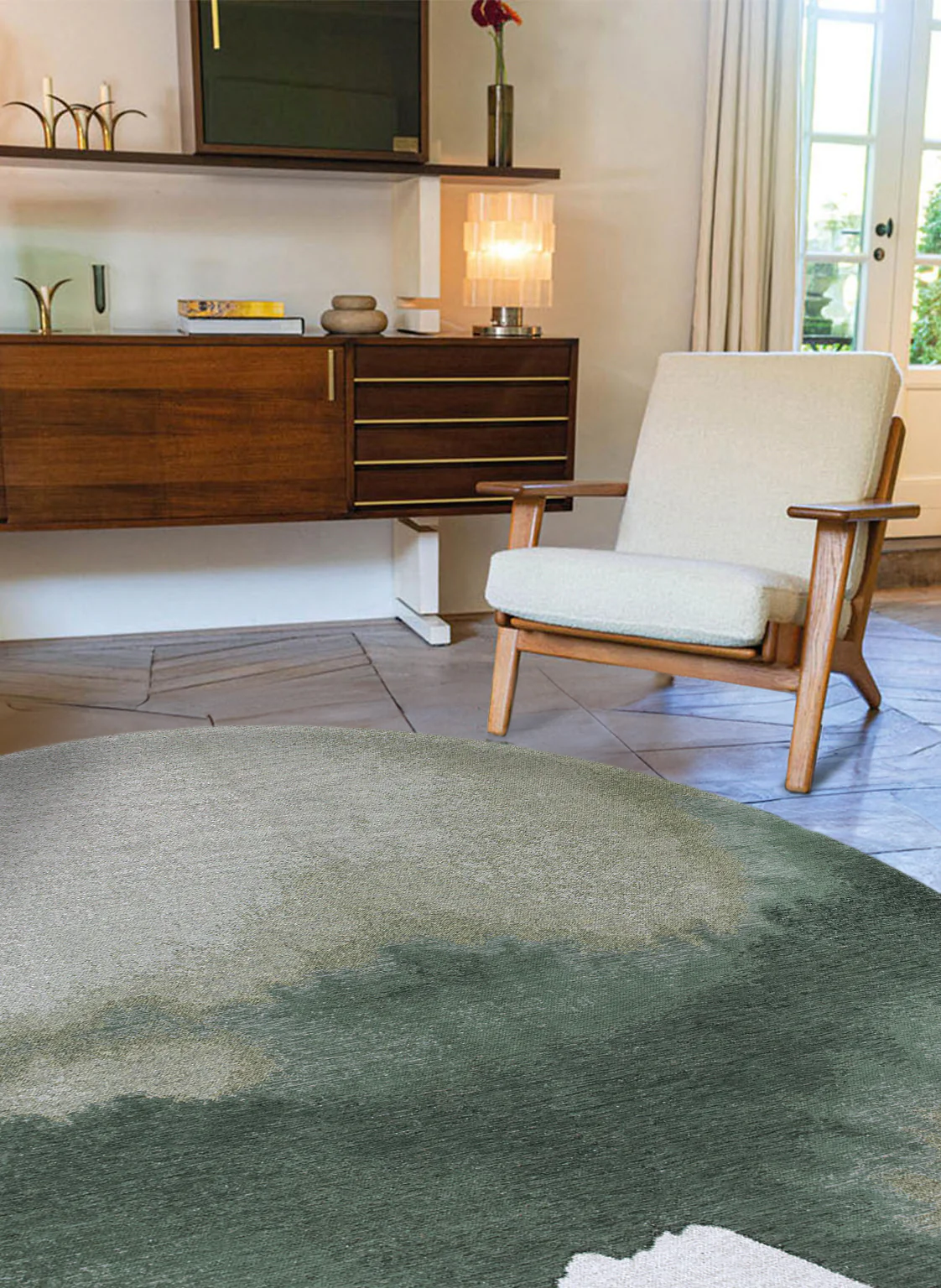 Louis de Poortere Meditation Lagoon Round Palm Green 9331 - Image 2