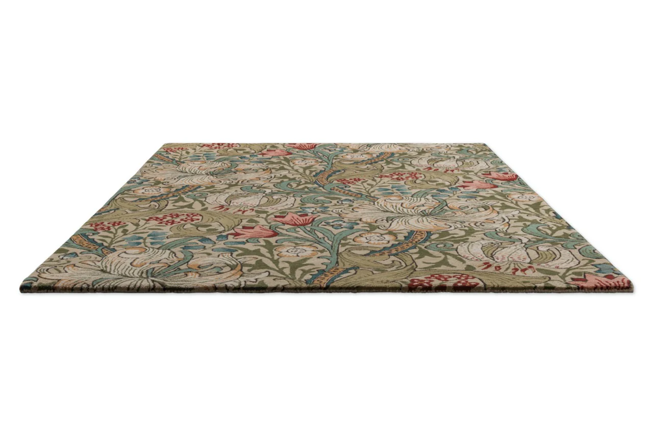 Morris & Co Golden Lily Green Red 130107 - Image 6