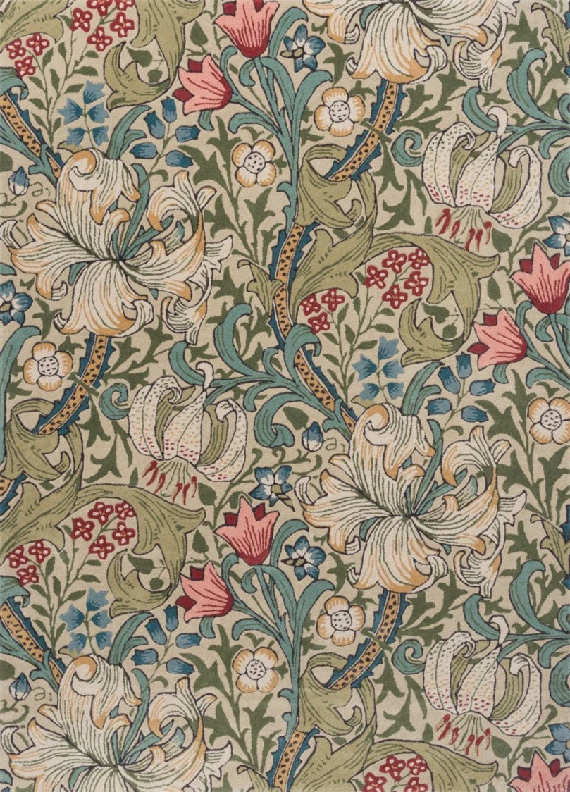 Morris & Co Golden Lily Green Red 130107 - Image 9