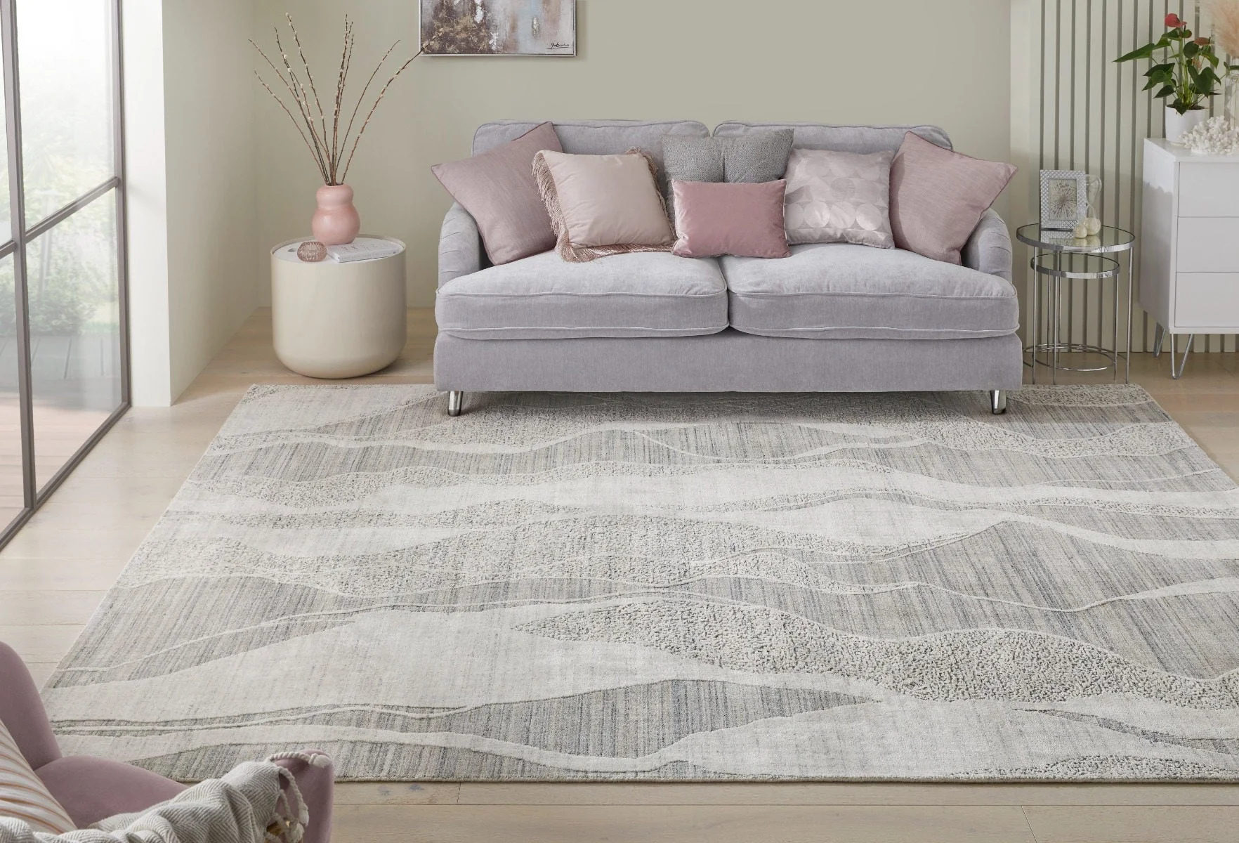 Nourison Dune White Grey DU147 - Image 2