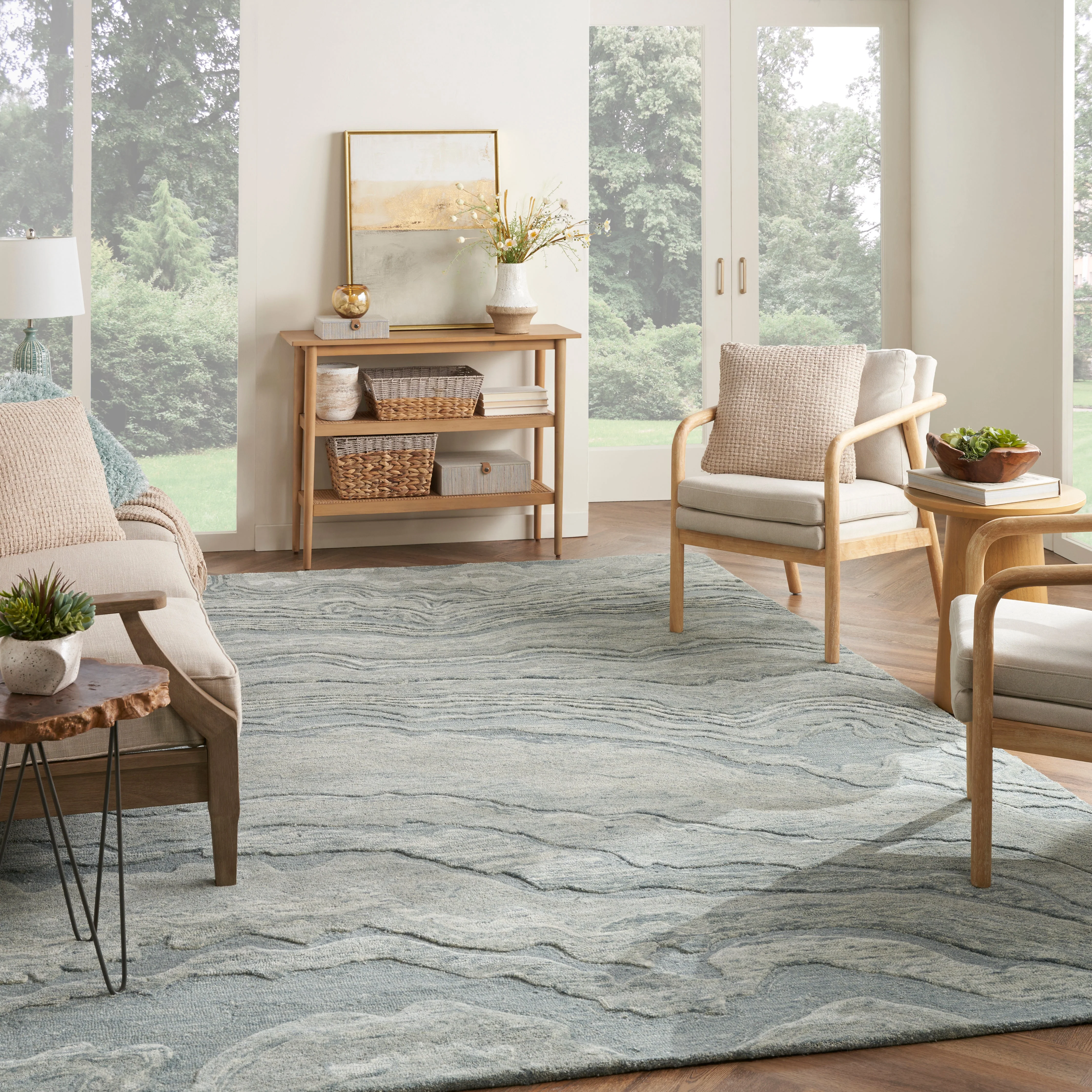 Nourison Graceful Blue GRU01 - Image 3