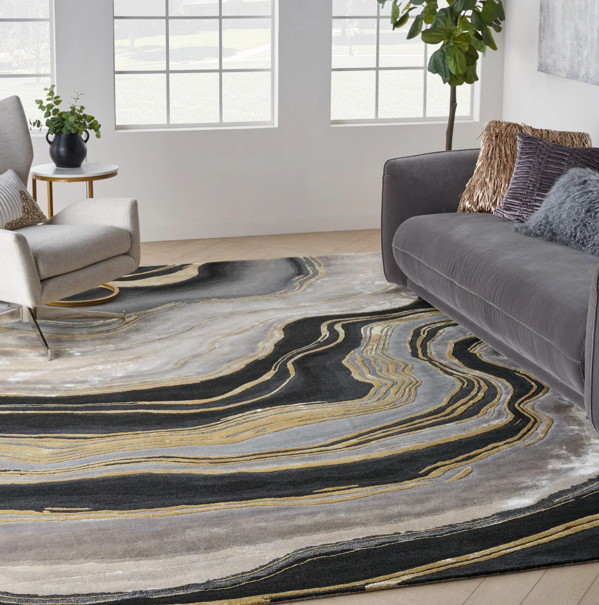 Nourison Prismatic Charcoal Grey PRS31 - Image 3
