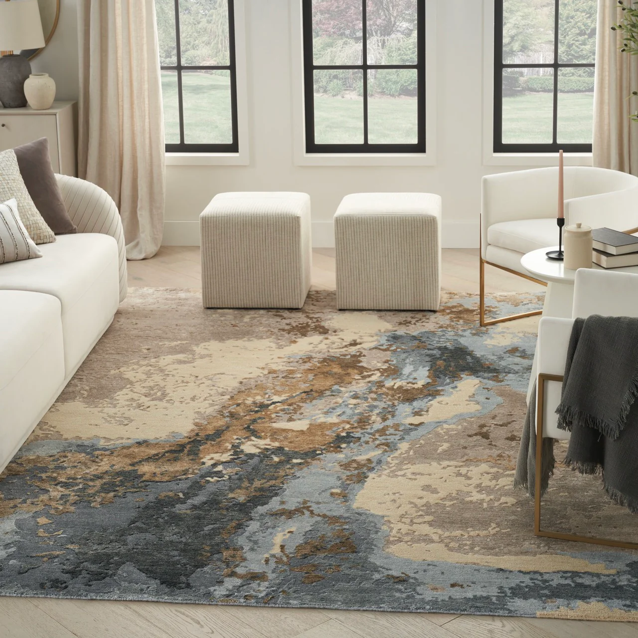 Nourison Silk Shadows SHA23 Beige Blue - Image 2