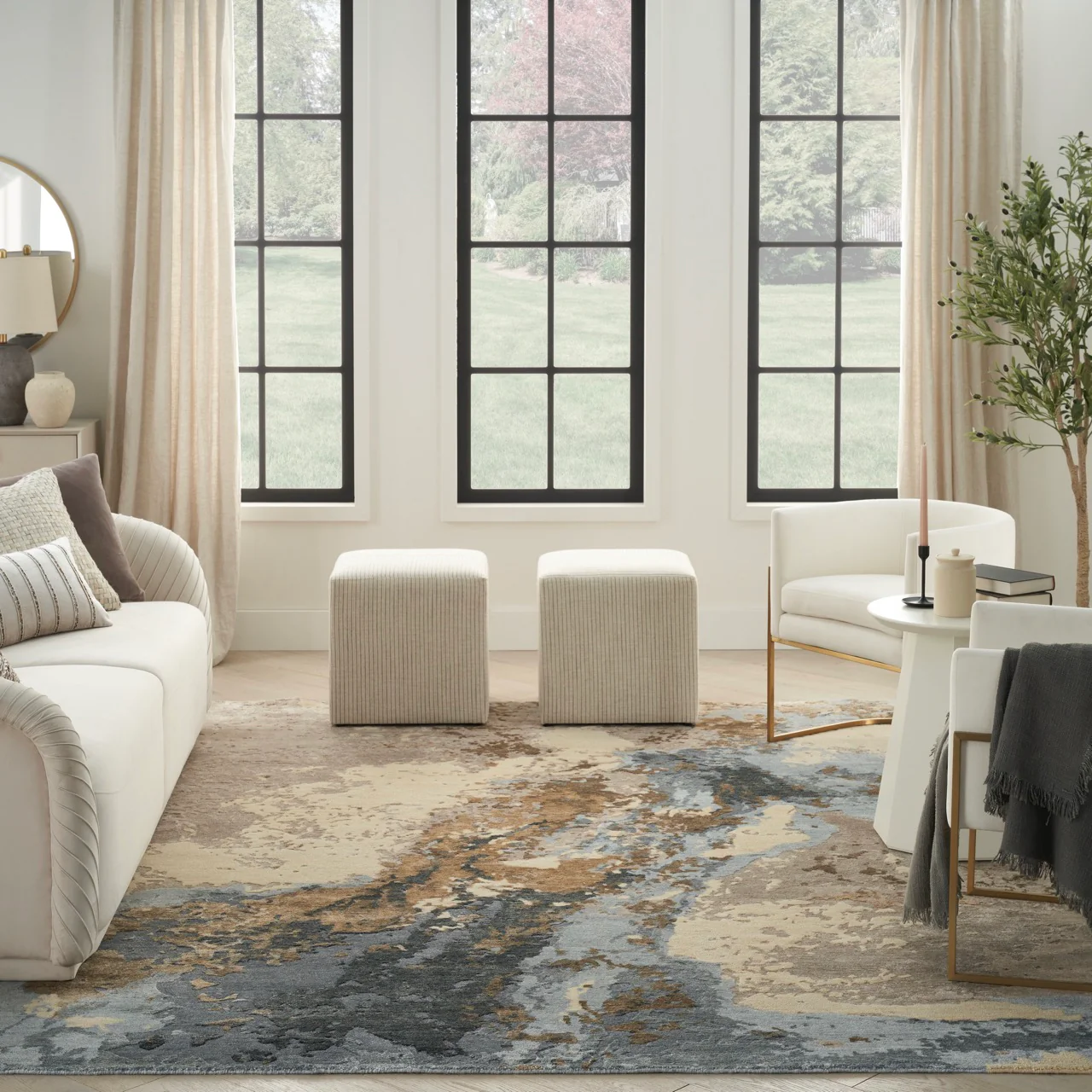 Nourison Silk Shadows SHA23 Beige Blue - Image 5